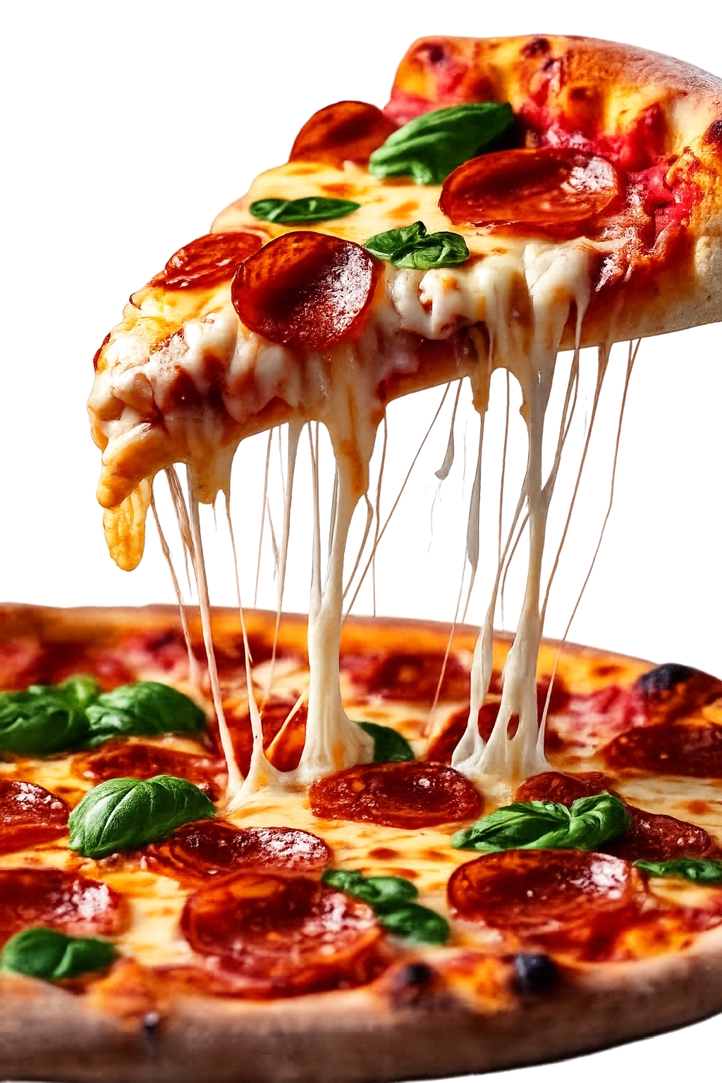 Pizza de pepperoni com queijo derretendo